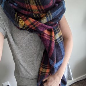 Plaid blanket scarf neon